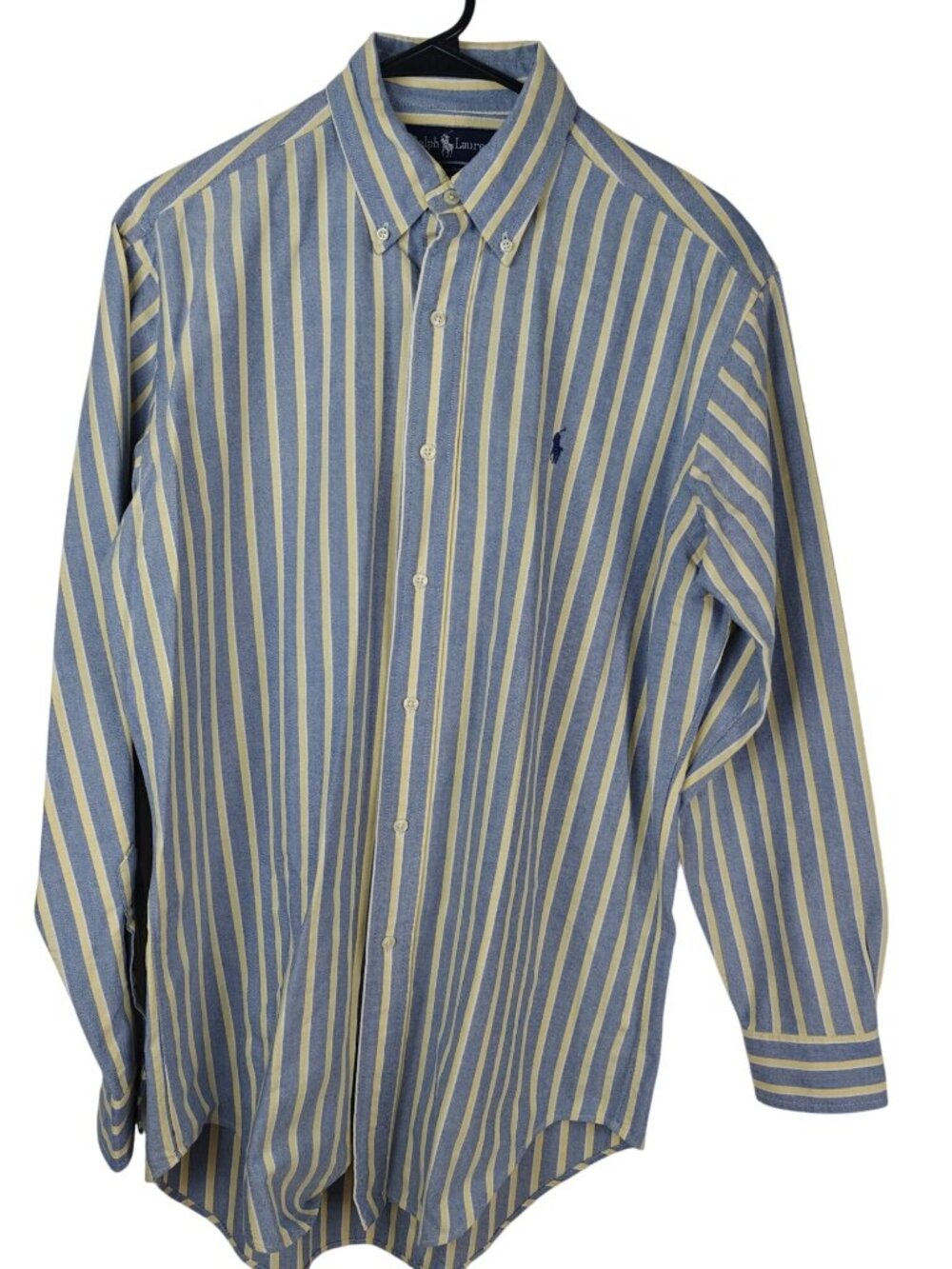 Ralph Lauren Men’s Striped Button-Down Shirt Blue/Yellow Cotton 14.5 33